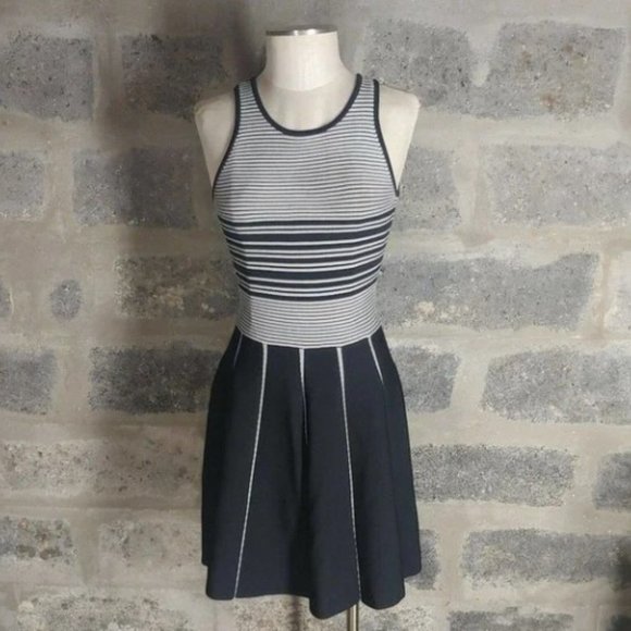 NWOT! Parker Sz XS / 2 Nia Knit Striped Nylon Skater Mini Dress A line Hem - Picture 6 of 9